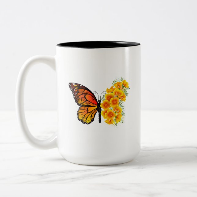 Tasse 2 Couleurs Flower Butterfly with Yellow California Poppy (Gauche)