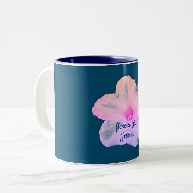 Tasse 2 Couleurs Flower Girl Cadeau Favor Weddings 2020 Rose bleu (Devant gauche)