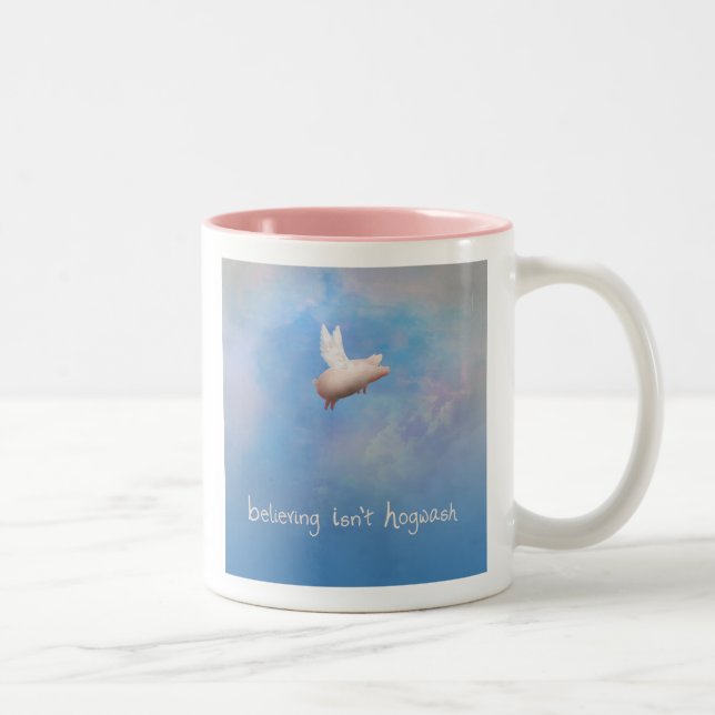 Tasse 2 Couleurs Flying Pig-Believe n'est pas Hogwash (Droit)