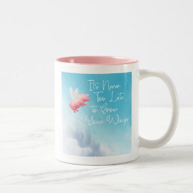 Tasse 2 Couleurs Flying Pig Grow Your Wings (Droit)