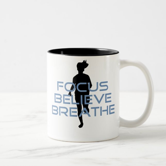 Tasse 2 Couleurs Focus Croyez Breathe Blue T-shirts (Droit)