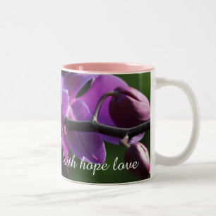 Tasse 2 Couleurs Foi Espoir Amour Monogramme Nom Fleurs de l'Orchid