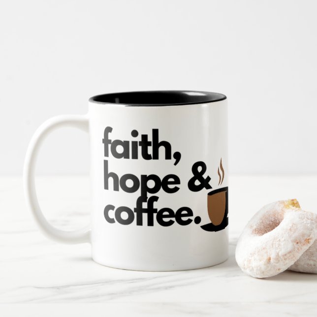 Tasse 2 Couleurs Foi, Espoir & Café (Avec donut)