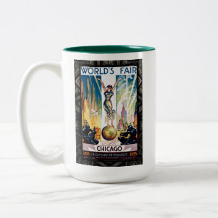 Tasse 2 Couleurs Foire mondiale de Chicago 1933 Poster vintage