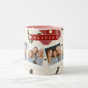 Tasse 2 Couleurs Folk scandinave bohème vintage floral personnalisé
