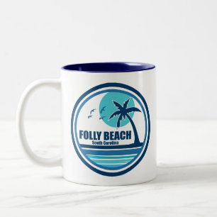 Tasse 2 Couleurs Folly Beach Caroline du Sud Palmier Oiseaux