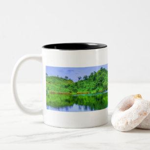 Tasse 2 Couleurs Fond de forêt tropicale luxuriante et lac