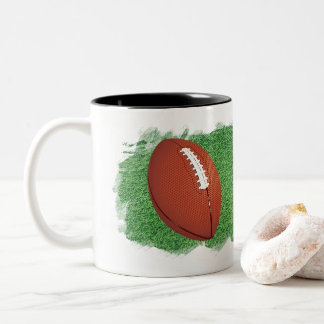 Tasse 2 Couleurs Football with Artistic Image of Grass Personalize (Avec donut)
