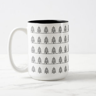 Tasse 2 Couleurs Forêt de pins noirs et blancs moderne vacances