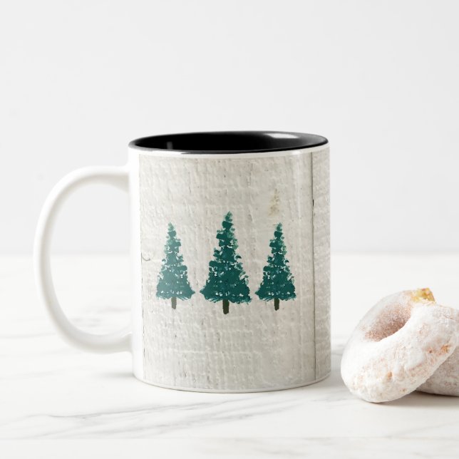 Tasse 2 Couleurs Forêt de pins sauvage (Avec donut)