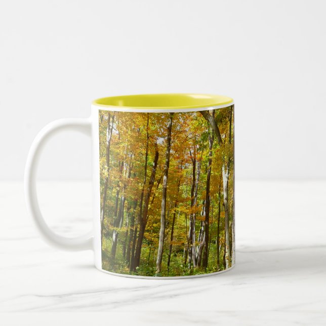 Tasse 2 Couleurs Forêt du paysage d'automne Feuille Jaune (Gauche)