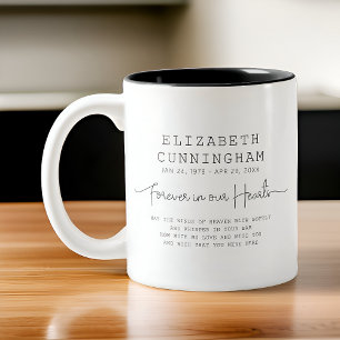 Tasse 2 Couleurs Forever In Our Hearts Memorial Simple Citation Mod
