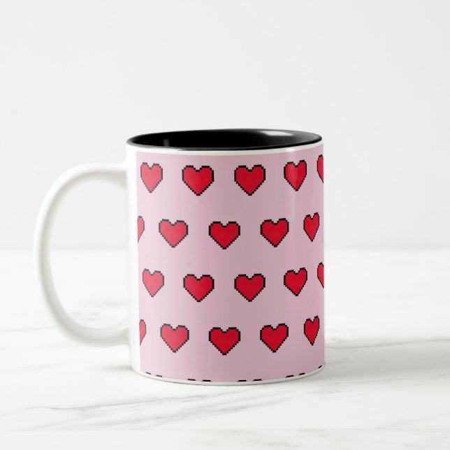 Tasse 2 Couleurs Forme de coeur mignonne pixélisée (Gauche)