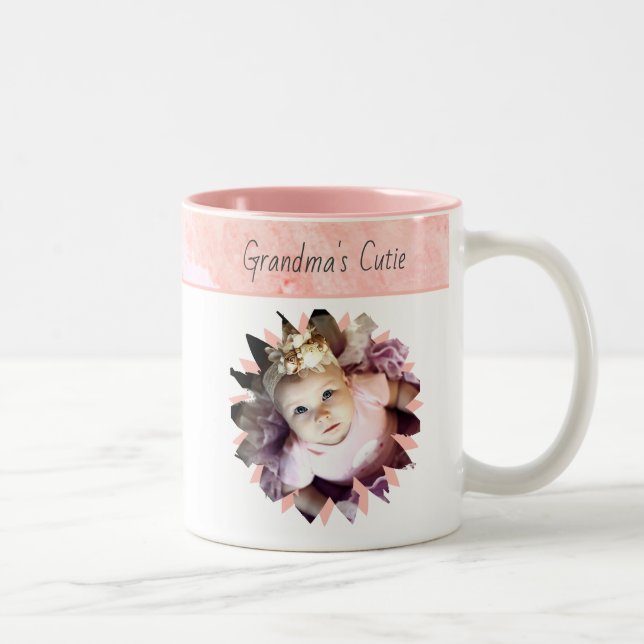Tasse 2 Couleurs Forme de fleurs personnalisée Photo Aquarelle Past (Droit)