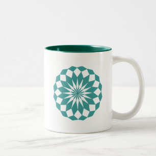 Tasse 2 Couleurs Formes de diamant en Turquoise Turquoise, Mandala 