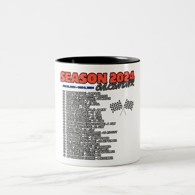 Tasse 2 Couleurs Formule 1, saison 2024, calendrier des grands prix (Centre)