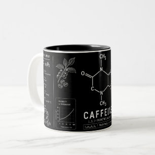 Tasse 2 Couleurs Formule de Molécule de Caféine en Ligne Blanche
