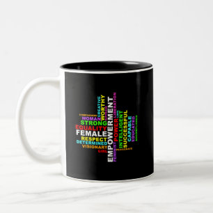 Tasse 2 Couleurs Forte femme Word Cloud