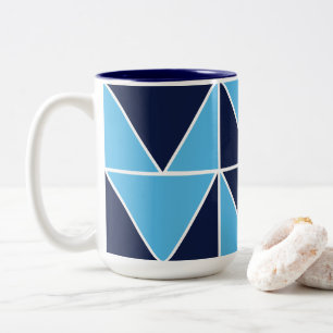 Tasse 2 Couleurs Foulard à motif triangle géométrique bleu marine b