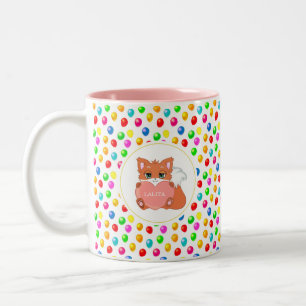 Tasse 2 Couleurs Fox & Ballons Festifs Multicolores Personnalisés