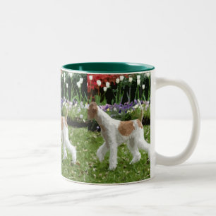 Tasse 2 Couleurs Fox Terrier et fleurs de fil