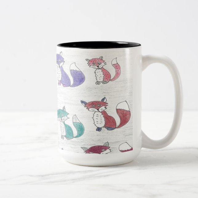 Tasse 2 Couleurs Foxes funky Motif (Droit)