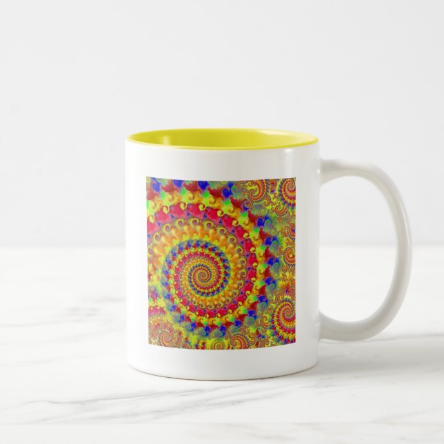 Tasse 2 Couleurs Fractale folle jaune (Droit)
