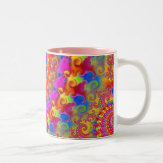 Tasse 2 Couleurs Fractale folle rose