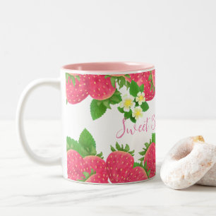Tasse 2 Couleurs Fraise Avec Fleurs