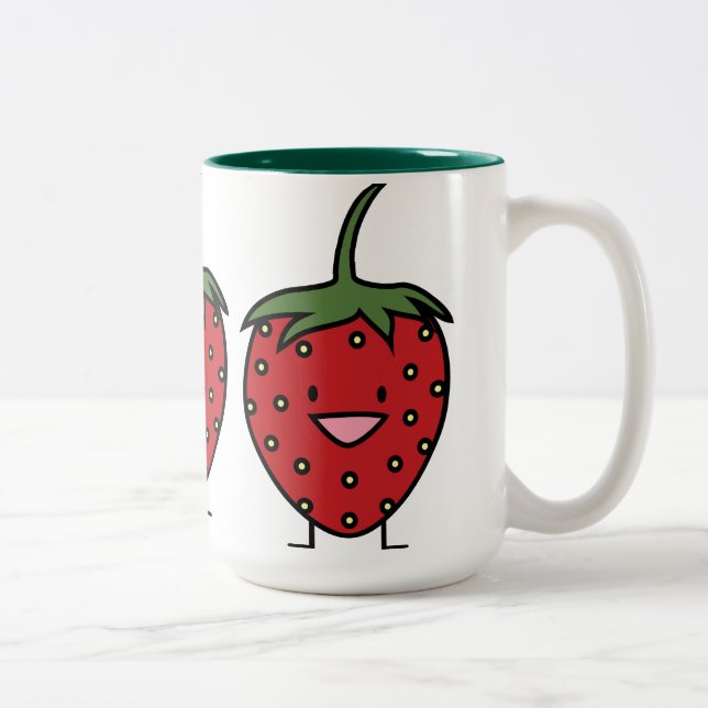 Tasse 2 Couleurs Fraise heureuse (Droit)