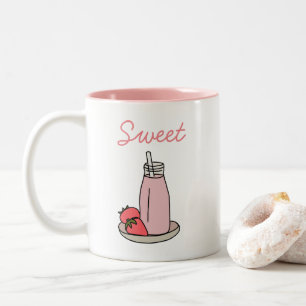 Tasse 2 Couleurs Fraise sucrée milkshake rose mignon