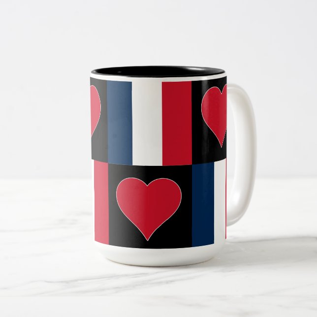 Tasse 2 Couleurs France Drapeau Coeur Motif Patriotique French Prid (Devant droit)