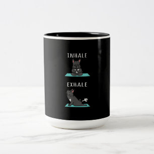 Tasse 2 Couleurs French Bulldog Yoga Inhale Exhale Funny Dog Don.