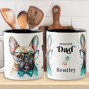 Tasse 2 Couleurs French Chien DAD Personnalisé Retro French Bulldog