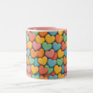 Tasse 2 Couleurs friandises colorées motif de coeur de la Saint-Val