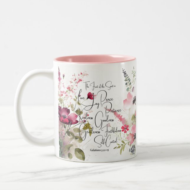 Tasse 2 Couleurs Fruit de l'Esprit floral rose (Gauche)