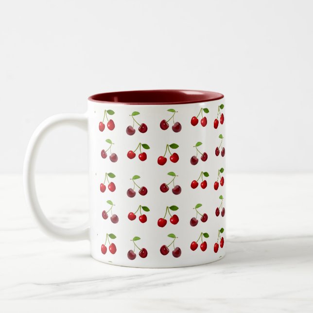 Tasse 2 Couleurs Fruits de cerise sur fond blanc (Gauche)