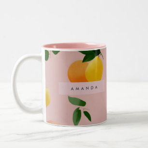 Tasse 2 Couleurs Fruits d'orange citron rose pâle