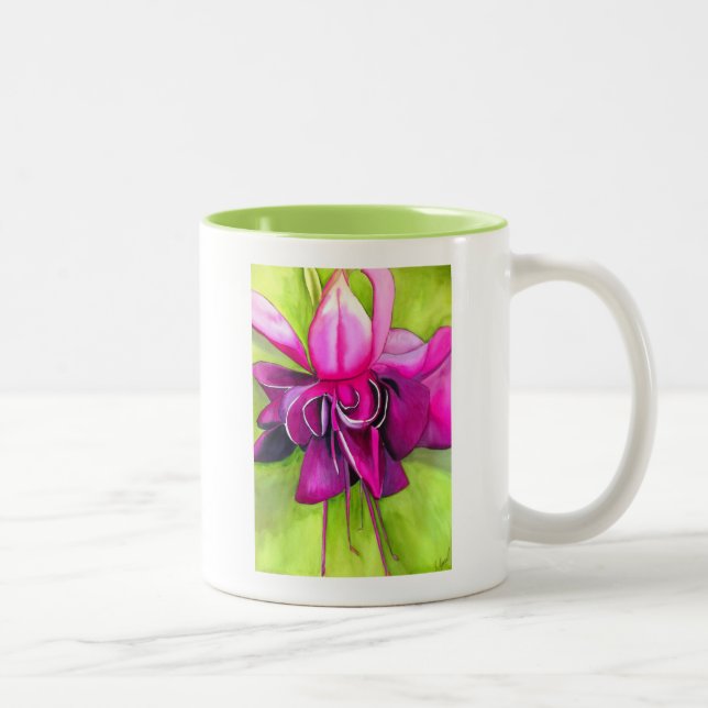 Tasse 2 Couleurs Fuchsia pop art watercolour flower (Droit)