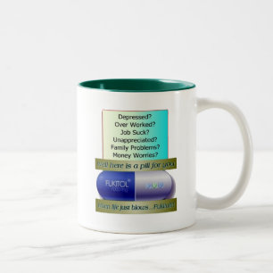 Tasse 2 Couleurs Fukitol, le travail ne suce, au-dessus de