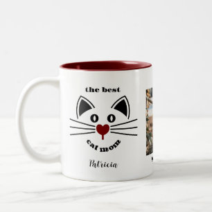 Tasse 2 Couleurs Fun Best Cat Maman Nom de la photo