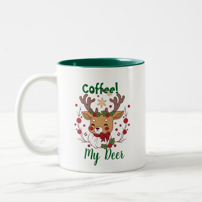 Tasse 2 Couleurs FUN Brown & Vert ''My Deer'' Noël (Gauche)