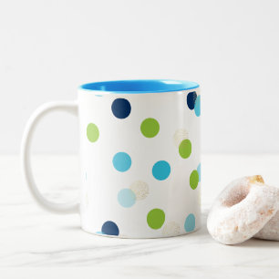 Tasse 2 Couleurs FUN CONFETTI SPOTS mignon fun rétro aqua marine ch