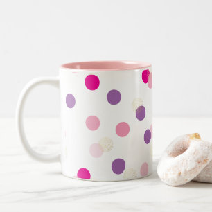 Tasse 2 Couleurs FUN CONFETTI SPOTS mignon fun rétro or rose violet