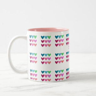 Tasse 2 Couleurs Fun Rose Avec Coeurs Filles Colorées