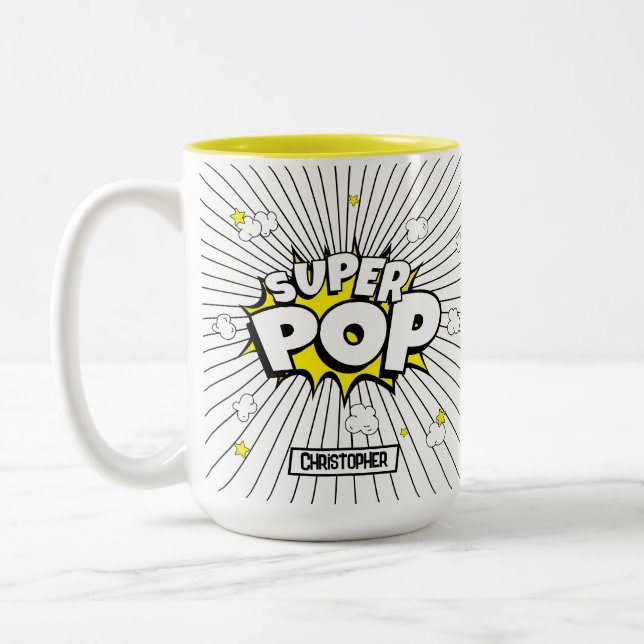 Tasse 2 Couleurs Fun Simple SUPER POP! Popcorn Pun | (Gauche)