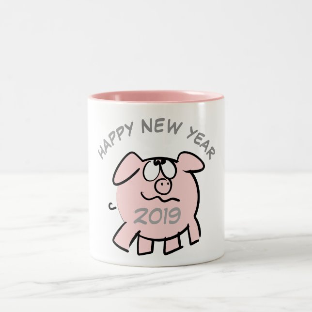 Tasse 2 Couleurs Funky 2 Cartoon Cochon Année Zodiac Anniversaire M (Centre)