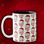 Tasse 2 Couleurs Funky Custom Face Photo Père Noël Head Christmas<br><div class="desc">Funky Custom Face Photo Père Noël Head Christmas Mug</div>