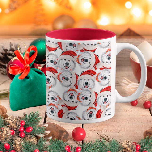 Tasse 2 Couleurs Funny Alaskan Malamute Motif de Noël (Créateur téléchargé)
