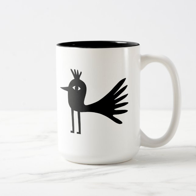 Tasse 2 Couleurs Funny Big Black Bird Rainbow Sunshine (Droit)
